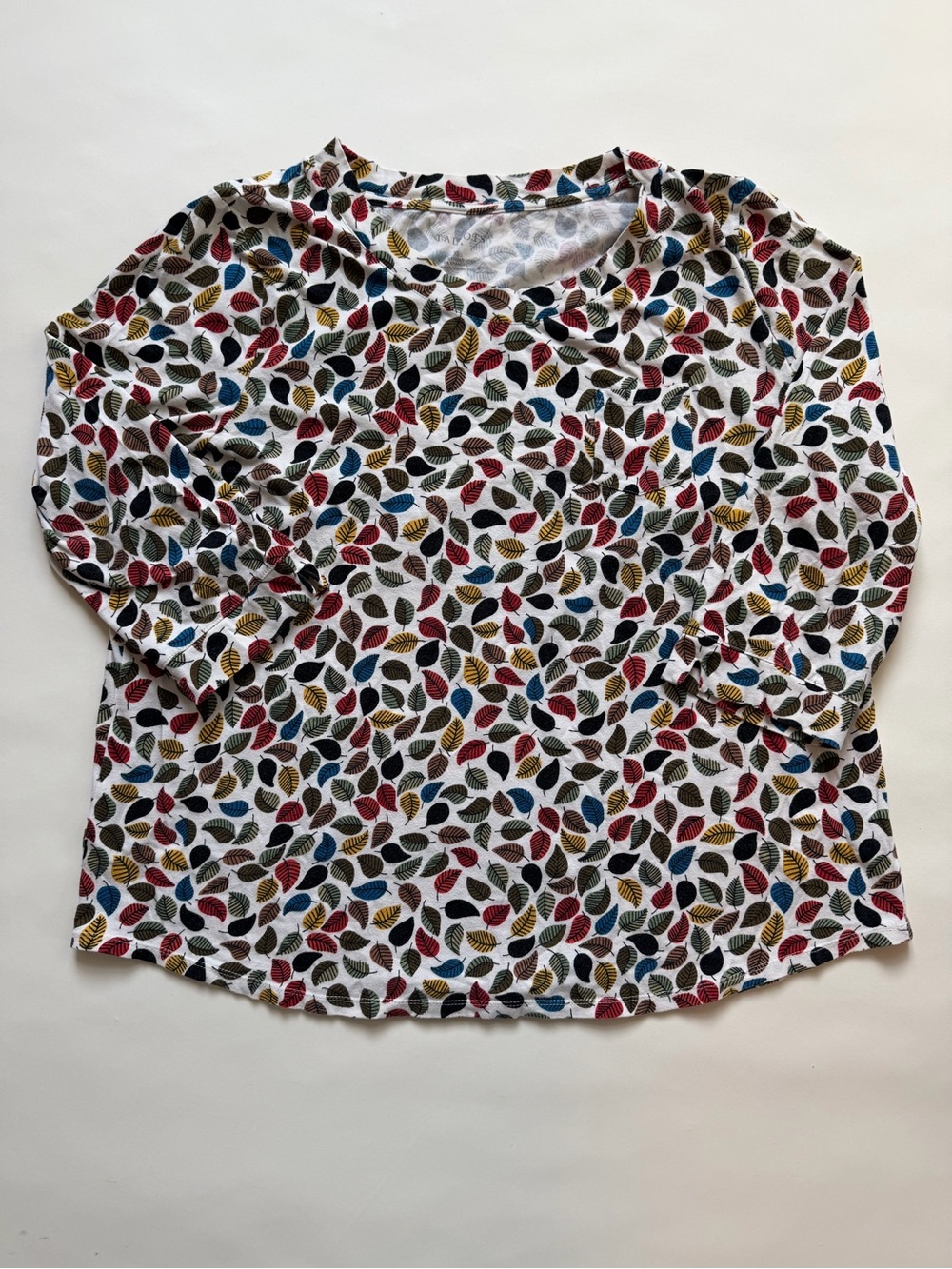 Talbots Leaf Pattern 3/4 sleeve shirt top Womens XL